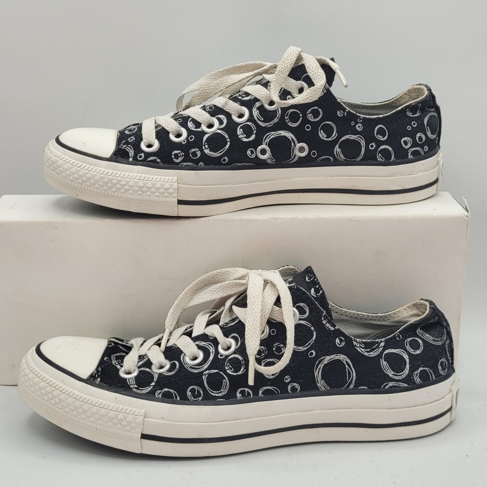 Converse Black With Silver Bubbles Skater Sneakers Size 8 - Picture 16 of 16